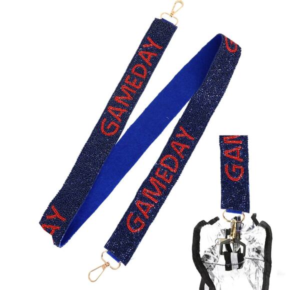 NEW Game Day Stadium Beaded Crossbody Strap Orange/Blue Two Tone - Picture 1 of 5
